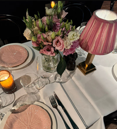Philia rechargable tablelamp pink scallop stripe
