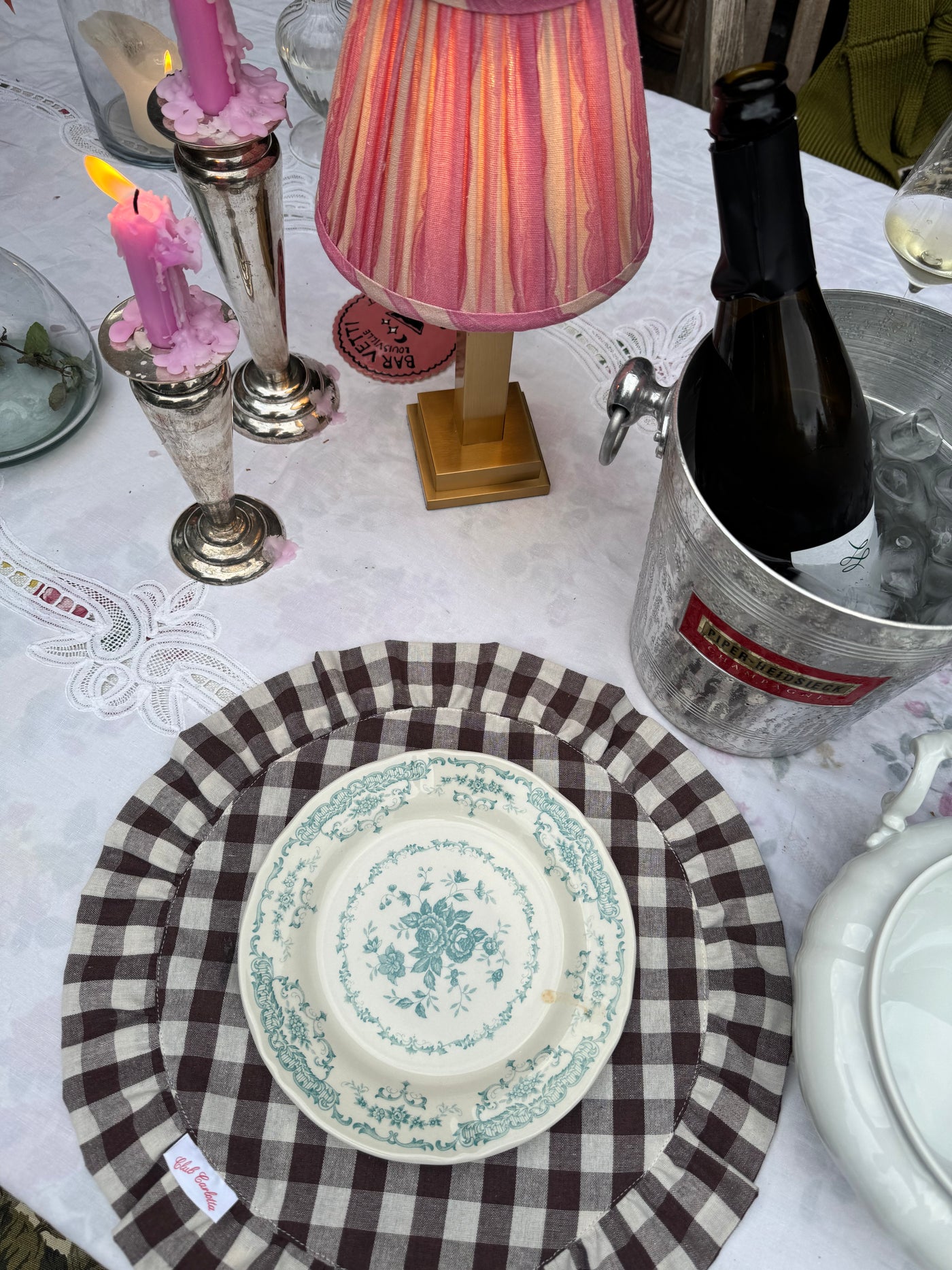 Philia rechargable tablelamp pink scallop stripe