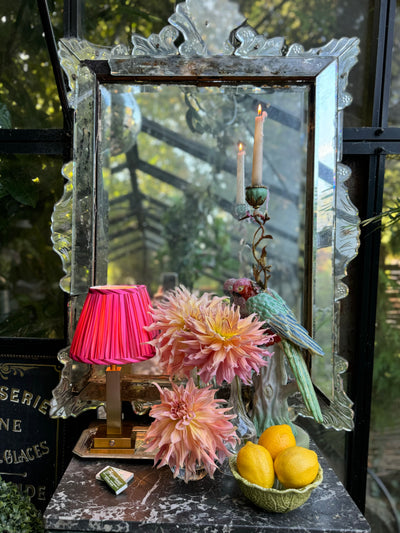 Philia rechargable table lamp striped pink lampshade