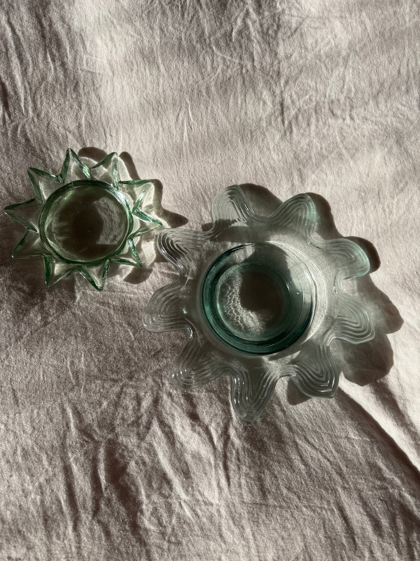 Spanish pair of vintage glass sun bowls