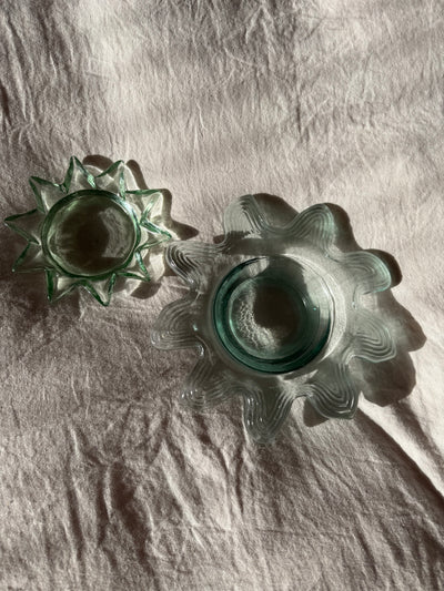 Spanish pair of vintage glass sun bowls