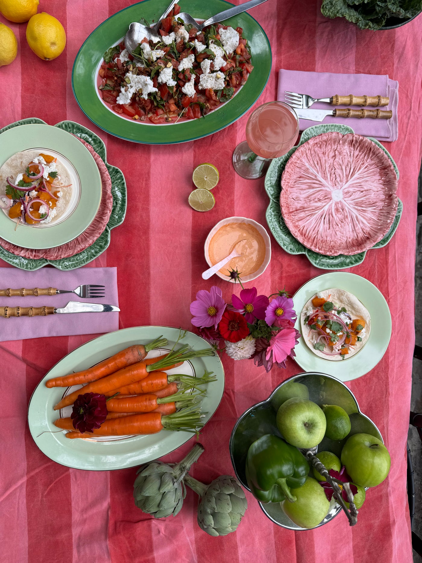 Pink Radicchio Hand-Painted Ceramic Salad Plate