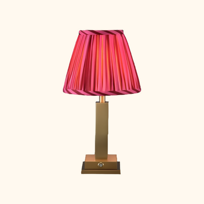 Philia rechargable table lamp striped pink lampshade