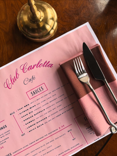 Set of 4 Nina napkins pink/brown stripe