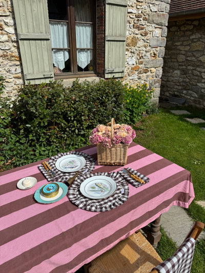 Tony tablecloth pink brown stripes