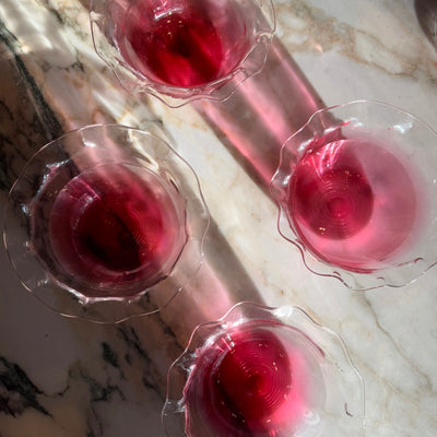 Set of 4 vintage scalloped glass bowls