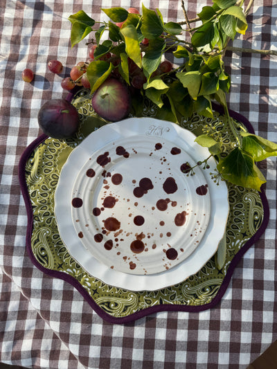 Set of 2 two-sided Lily Paisley placemats olive/pink