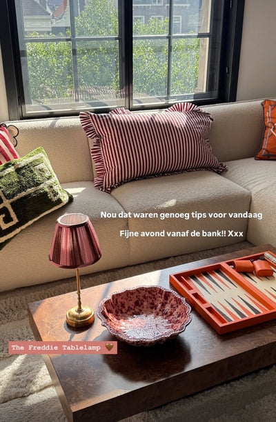 Freddie tablelamp pink/brown stripes