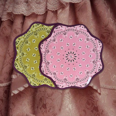 Set of 2 two-sided Lily Paisley placemats olive/pink