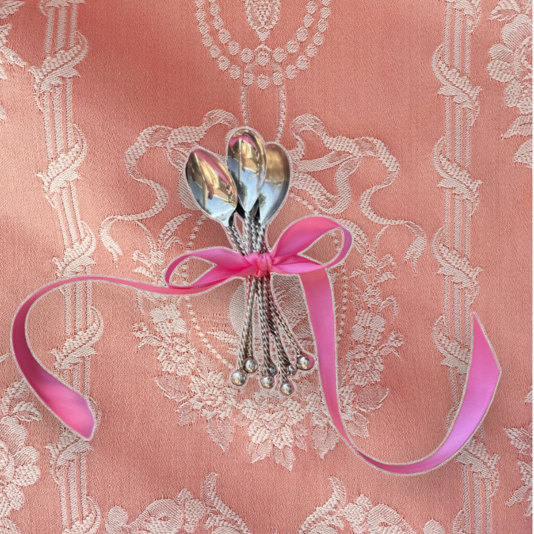 Set of 6 silver swirl teaspoons