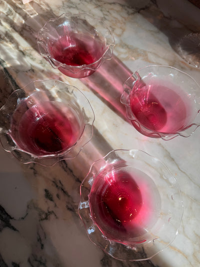 Set of 4 vintage scalloped glass bowls