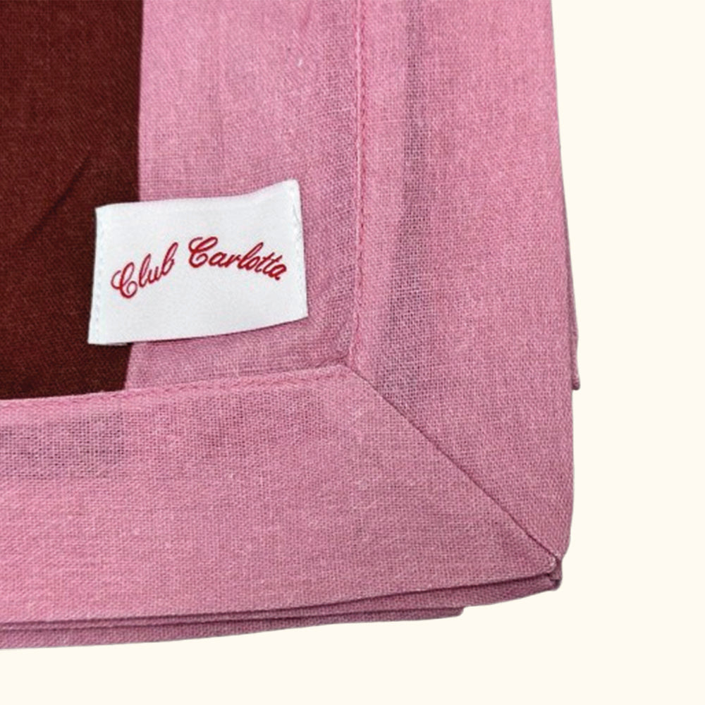 Tony tablecloth pink brown stripes